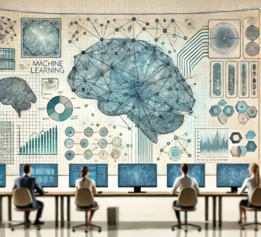 An-illustration-showcasing-machine-learning-technology-in-a-modern-office-environment.